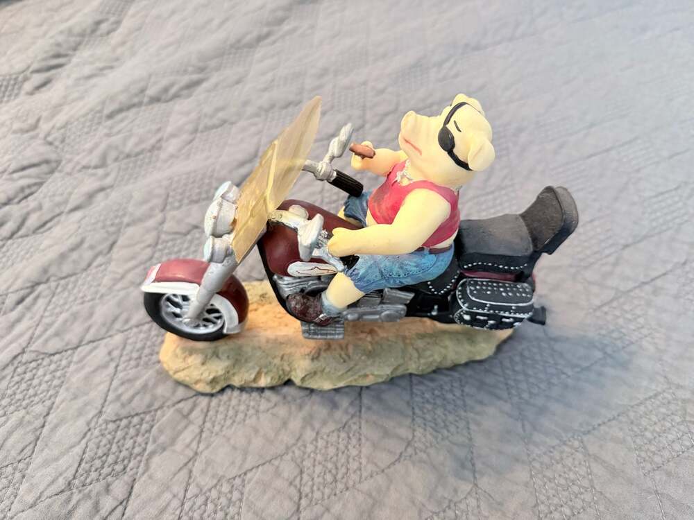 Road Hogs Collection 'Hog Wild' Biker Pig Riding Motorcycle Figurine 9 inches